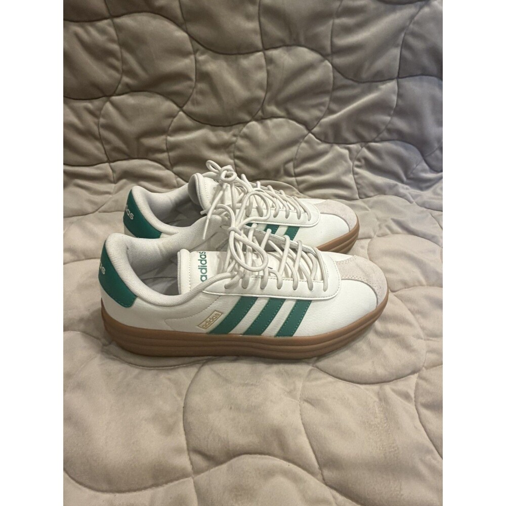 adidas VL Court Bold Core White Court Green Gold Metallic Women CasualJQ7832 sz9